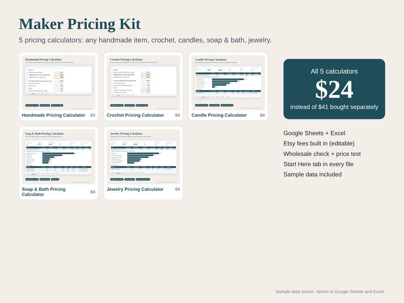 Maker Pricing Kit spreadsheet preview